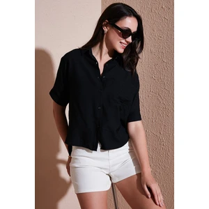 Regular Fit Göğüs Cepli Kısa Kollu Gömlek Bayan Gömlek 6779324