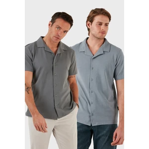 Pamuklu Regular Fit Kısa Kollu 2'li Paket Gömlek Erkek Gömlek 5902640S2