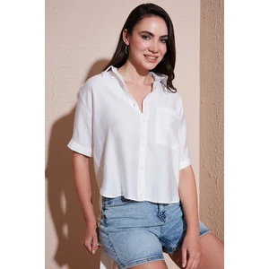 Regular Fit Göğüs Cepli Kısa Kollu Gömlek Bayan Gömlek 6779324