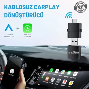 Araç Içi 2in1 Android ve Apple Cihazlar Için Kablosuz Android Auto ve Carplay Adaptörü (EMT-006)