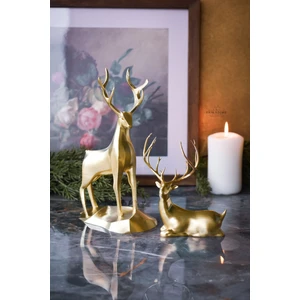 2'li 18CM Gold Altın ( Varak ) Dekoratif Hediyelik Obje Biblo Bioplastik Geyik Seti