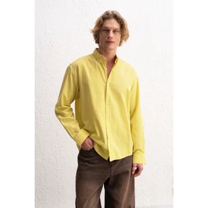 Oversize Dökümlü Hafif Keten Gömlek