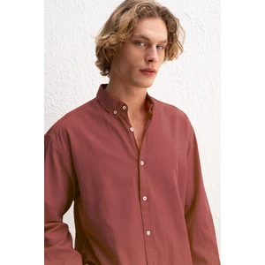 Oversize Dökümlü Hafif Keten Gömlek