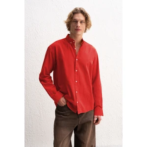 Oversize Dökümlü Hafif Keten Gömlek