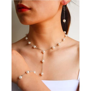 Barok Inci Kolye Bileklik Küpe Set