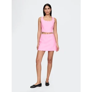 Kadın Açık Pembe Keten Karışımlı Mini Şort Etek