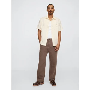 Erkek Kahverengi Keten Pamuk Karışımlı '90S Loose Pileli Khaki Pantolon