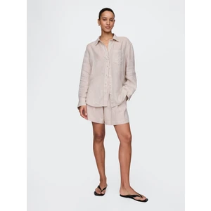 Kadın Bej 365 High Rise Keten Karışımlı Şort