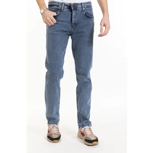 Erkek Denim Regular Fit Rahat Kalp Normal Bel Düz Paça Likralı Kot Pantolon 95505 Açık Mavi