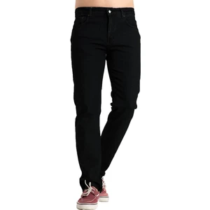 Erkek Denim Regular Fit Rahat Kalp Normal Bel Düz Paça Dört Mevsim Likralı Kot Pantolon 95505-Siyah