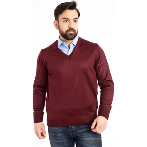 Mutlu City Erkek Ince Yün Triko Örgü Regular Baba V Yaka Kazak 5130