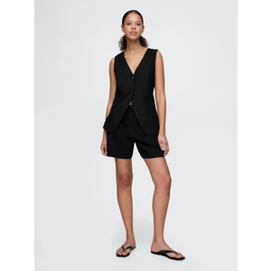 Kadın Siyah 365 High Rise Keten Karışımlı Şort