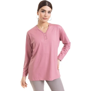 Mutlu City Kadın Orta Yaş ve Üzeri Dört Mevsim V Yaka Rahat Kalıp Likralı Viskoz Anne Penye Bluz 140