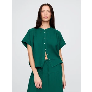 Kadın Yeşil Crinkle Gauze Gömlek