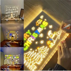 LED Işıklı Çizim Tableti Ayarlanabilir Standlı Silinebilir Usbli Eğitici 7 Kalem Hediyeli LED Tabled