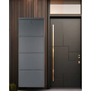 4'lü Antrasit Metal Ayakkabılık (Kilitli)