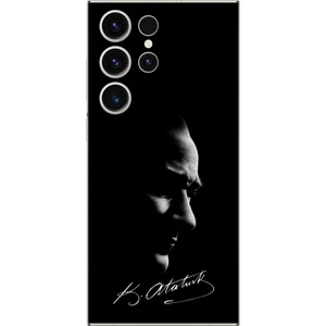 Dali Design Samsung Galaxy S23 Ultra Uyumlu Şeffaf Kılıf Atatürk 1 Tasarımlı