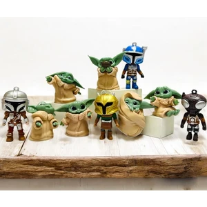 Star Wars The Mandalorian Baby Yoda Boba Fett Grogu Karakter Figür Oyuncak & 10LU Koleksiyon Seti