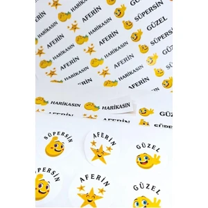 Ödev Etiket Seti - Öğretmen Aferin Etiketi (290 Adet Emoji Temalı)