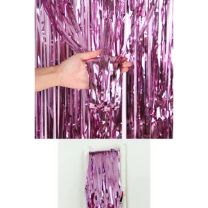 Patladı Gitti Metalize Arka Fon Kapı Perdesi Pembe 100X200 cm