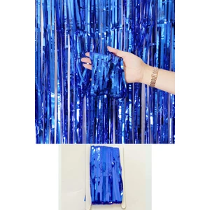 Patladı Gitti Metalize Arka Fon Kapı Perdesi Mavi 100X200 cm