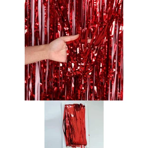 Patladı Gitti Metalize Arka Fon Kapı Perdesi Kırmızı 100X200 cm