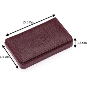 Hakiki Deri Unisex Tek Bölmeli Kartlık - Bordo