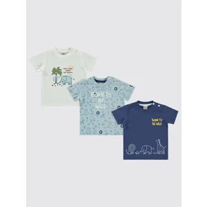 Civil Baby Erkek Bebek 3'lü Tişört Set 6-18 Ay Lacivert