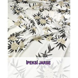 Beyaz Üzeri Çiçekli Ince Jarse En: 140