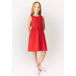 Kız Çocuk Bisiklet Yaka Basic Düz Kolsuz Yazlık Elbise B4336A825SM