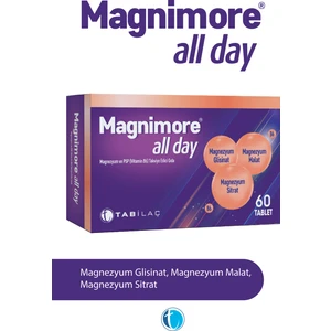 All Day Magneyzum 60 Tablet Sitrat Malat Bisglisinat Vitamin B6 P5P