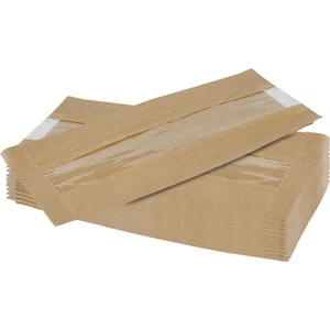 Roco Paper Co.  Kraft Şamua Pencereli Kese Kağıdı, Körüklü Ambalaj Poşeti, Butik Hediye Paketi, 100 Adet, 25x33 Cm