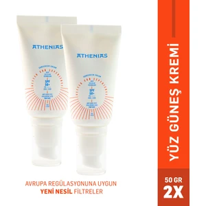 Athenıas Sunscreen Anti Dark Spot SPF50+ Tüm Cilt Tipleri Uva Uvb yüz güneş kremi 50 gr x 2 Adet