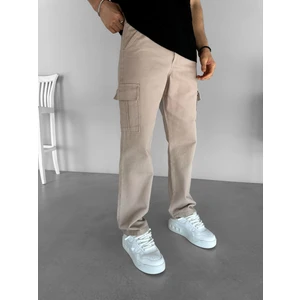 Erkek Baggy Fit Kargo Pantolon Bej