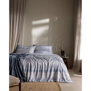 Madame Coco Candide King Size %100 Pamuk Madame Coco Crep Baskılı Nevresim Takımı - Mavi