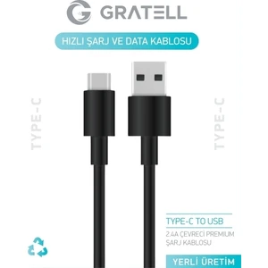 Type-C Hızlı Data ve Şarj Kablosu SİYAH YERLİ ÜRETİM