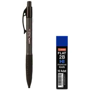 Sınav / Eskiz Versatil Kalem 1.8 x 0.9 mm Siyah U1307-SI + Mikro Kalem Ucu 2b 1.8 mm