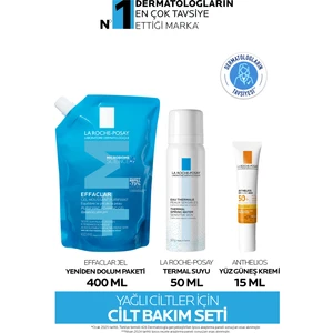 La Roche-Posay Yağlı Ciltler İçin Cilt Bakım Seti:Effaclar Jel Yeniden Dolum Paketi & Termal Su