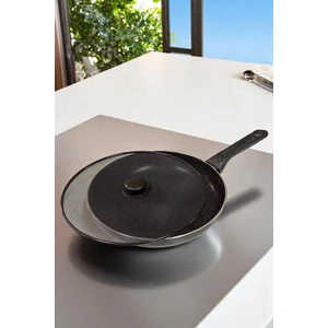 Granit Döküm Tava Yağ Sıçratmaz Kapaklı -Yapışmaz Taban 28 cm 721667