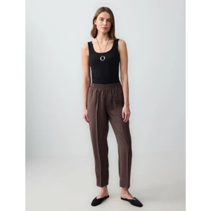 Jimmy Key  Acı Kahve Yüksek Bel Normal Paça Modal Dokuma Pantolon