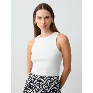 Jimmy Key Beyaz Yuvarlak Yaka Dar Kesim Kolsuz Örme Atlet