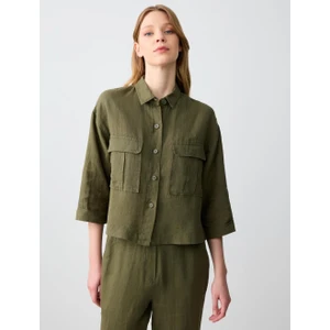 Jimmy Key  Haki Rahat Kesim Truvakar Kol Keten Gömlek