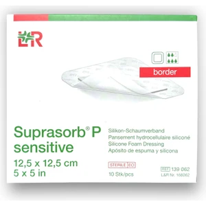 Lohmann & Rauscher Suprasorb P Sensitive Border 5 Katmanlı Silikon Köpük Örtü 12,5 x 12,5 cm - Ref 139062 - 10 Adet