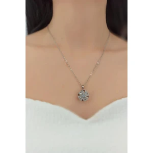 ÇLK Accessories Çelik Üç Boyut Döner Yonca Çelik Kolye TRKOLYE50034