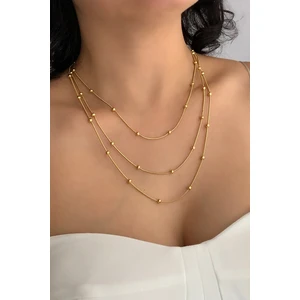 ÇLK Accessories Çelik 3 Lü Topçuk Zincir Çelik Kolye TRKOLYE5843 YB37503