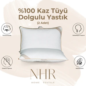 Nhr Home  Kaz Tüyü Dolgulu, %90 Gıdık Antibakteriyel, Uyku Yastığı / 50 x 70 1000GR / 2 Adet