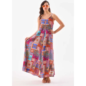 Patchwork Düz Askılı Elbise