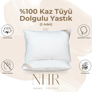 Nhr Home  Kaz Tüyü Dolgulu, %15 Gıdık Antibakteriyel, Uyku Yastığı / 50 x 70 1250GR / 2 Adet