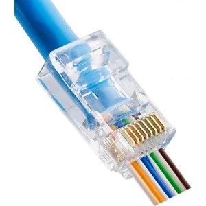 100 Adet RJ45 Delikli (Pass-Through) Konnektör | Cat5/cat6