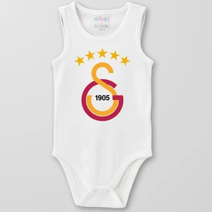 Organik Pamuk 5 Yıldızlı Galatasaray Logo Bebek Body Çıtçıtlı Zıbın Badi Kolsuz